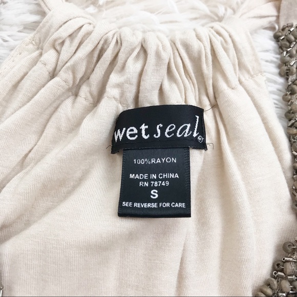 WET SEAL Tan Beaded Tank Blouse Size Small - Picture 2 of 8